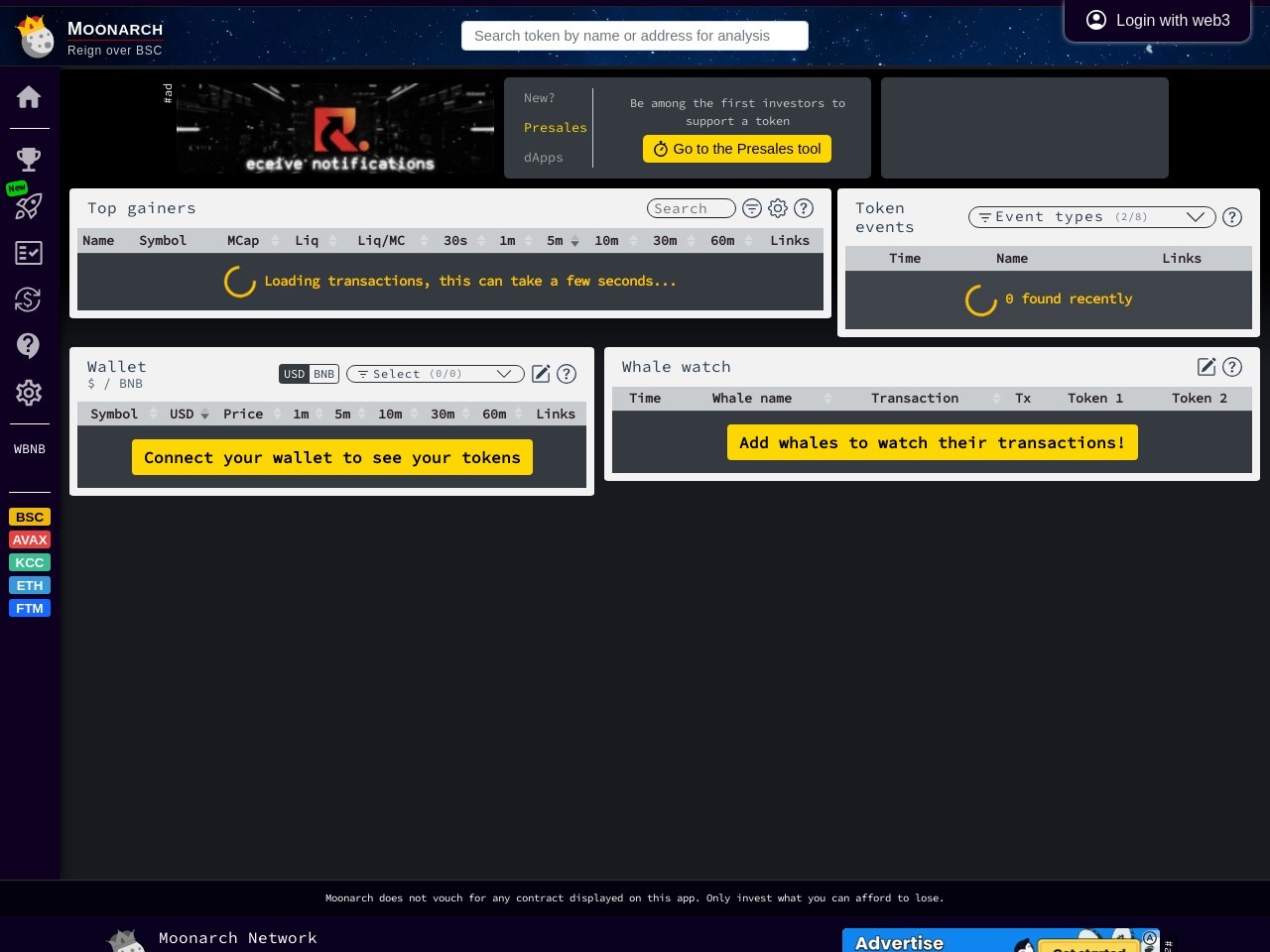 点击放大图片 Moonarch BSC crypto trading tools
