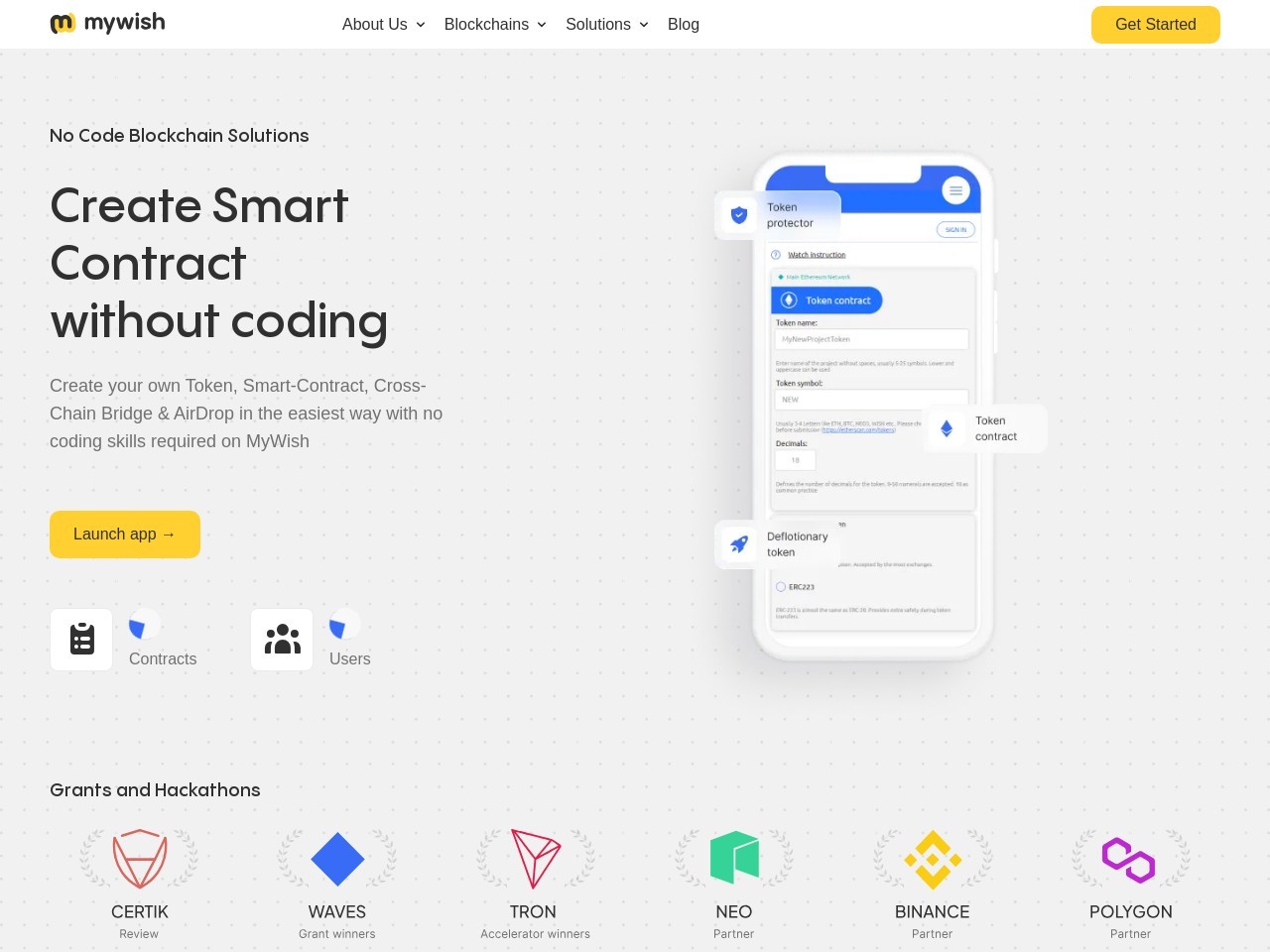 点击放大图片 Mywish 智能合约生成器